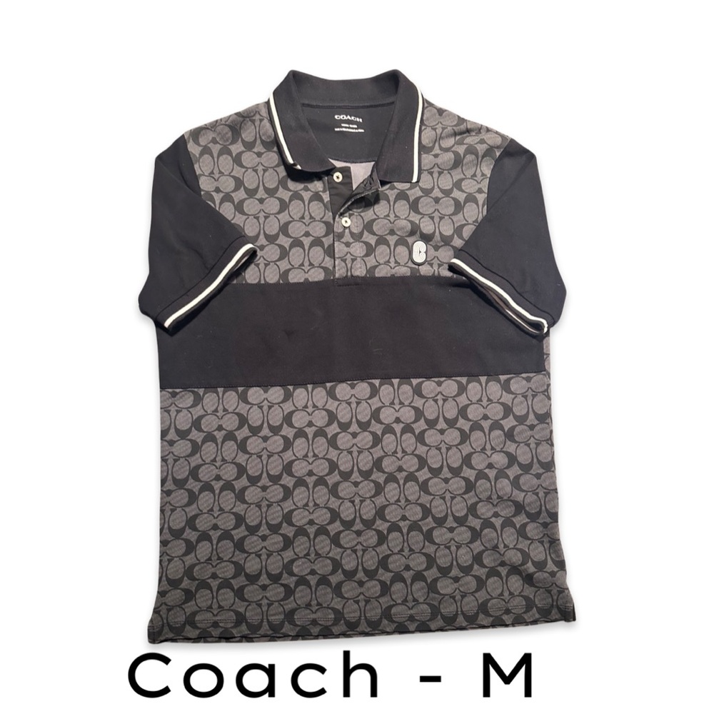 Ⓜ️🎁Coach Signature Polo🏇🏇Designer black/white - Medium -EUC